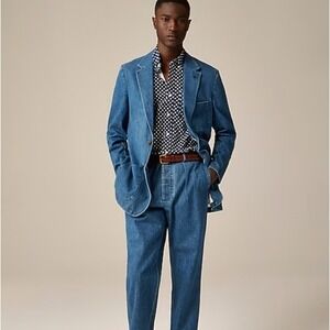 J.Crew Relaxed-fit Suit Jacket 42S Blue Japanese Denim CF389 Blazer Indigo NWT